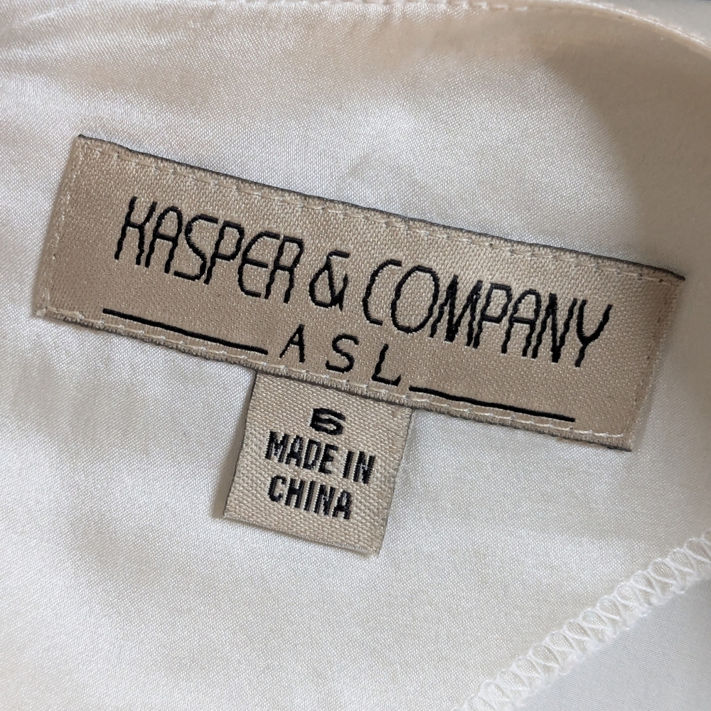 Kasper & Co ASL VTG White Cream Silk Blouse Long Sleeve Sz 6 - Picture 7 of 9